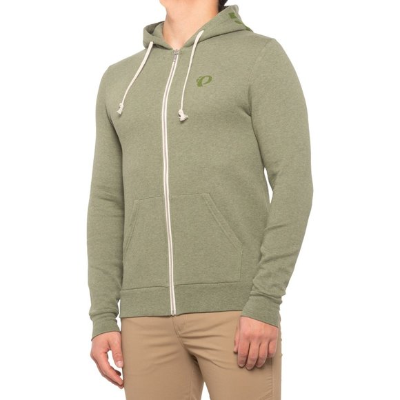 Pearl Izumi Distressed Logo super Soft Slim Fit Men’s Zip-Up Hoodie Army Green - Picture 1 of 5